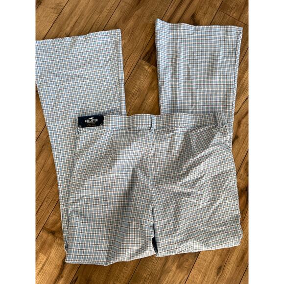 NWT Hollister size XL light blue plaid flare pants - Picture 4 of 6
